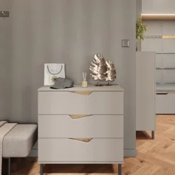 Kommode Marelle Greige/Artisan 80 x 81.2 cm mit 3 Schubladen Vicco