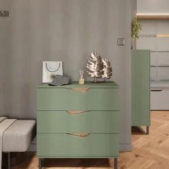 Kommode Marelle Grün/Artisan 80 x 81.2 cm mit 3 Schubladen Vicco