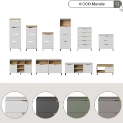 Kommode Marelle Grün/Artisan 80 x 81.2 cm mit 3 Schubladen Vicco