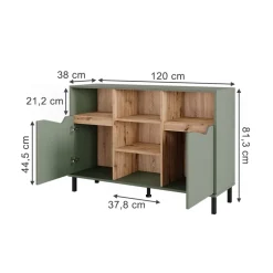 Kommode Marelle Grün/Artisan 120 x 81.3 cm mit 2 Türen Vicco