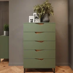 Kommode Marelle Grün/Artisan 76 x 120 cm mit 5 Schubladen Vicco