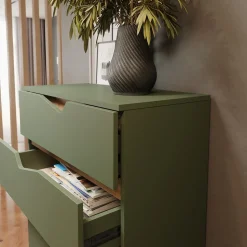 Kommode Marelle Grün/Artisan 76 x 120 cm mit 5 Schubladen Vicco