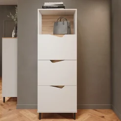 Kommode Marelle Weiß/Artisan 60 x 169.5 cm mit 4 Fächern Vicco