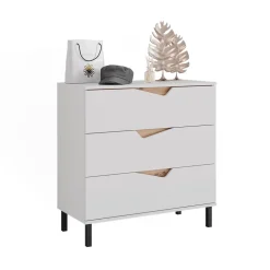 Kommode Marelle Weiß/Artisan 80 x 81.2 cm mit 3 Schubladen Vicco