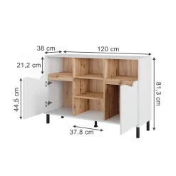 Kommode Marelle Weiß/Artisan 120 x 81.3 cm mit 2 Türen Vicco