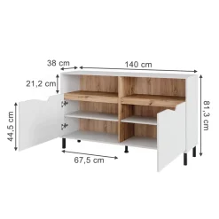 Kommode Marelle Weiß/Artisan 140 x 81.3 cm mit 2 Türen Vicco