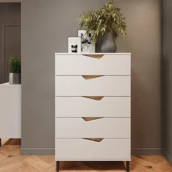 Kommode Marelle Weiß/Artisan 76 x 120 cm mit 5 Schubladen Vicco