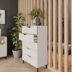 Kommode Marelle Weiß/Artisan 76 x 120 cm mit 5 Schubladen Vicco