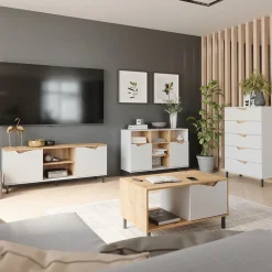 Kommode Marelle Weiß/Artisan 76 x 120 cm mit 5 Schubladen Vicco