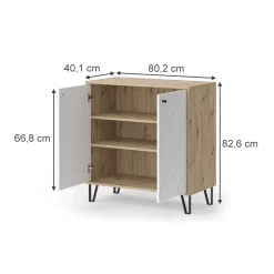 Kommode Nizza Artisan-Eiche 80.2 x 82.6 cm mit 2 Türen Vicco