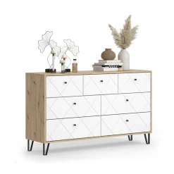 Kommode Nizza Artisan-Eiche 140.2 x 82.6 cm mit 7 Schubladen Vicco