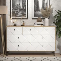 Kommode Nizza Artisan-Eiche 140.2 x 82.6 cm mit 7 Schubladen Vicco