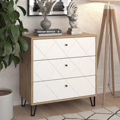 Kommode Nizza Artisan-Eiche 80.2 x 82.6 cm mit 3 Schubladen Vicco