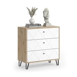 Kommode Nizza Artisan-Eiche 80.2 x 82.6 cm mit 3 Schubladen Vicco