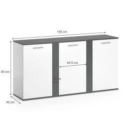 Kommode Novelli Anthrazit 40 x 80 cm mit Türen Vicco