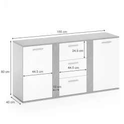 Kommode Novelli Beton 40 x 80 cm mit Schubladen Vicco