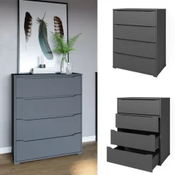 Kommode Ruben Anthrazit 48 x 101.6 cm mit 4 Schubladen Vicco