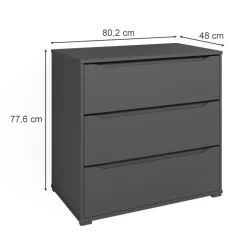 Kommode Ruben Anthrazit 48 x 77.6 cm mit 3 Schubladen Vicco