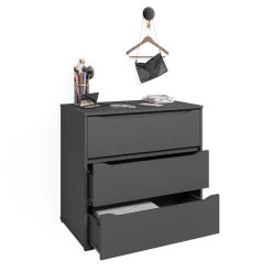Kommode Ruben Anthrazit 48 x 77.6 cm mit 3 Schubladen Vicco
