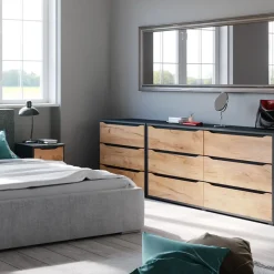 Kommode Ruben Goldkraft Eiche 48 x 77.6 cm mit Schubladen Vicco