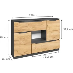 Kommode Ruben Goldkraft Eiche 120 x 84 cm mit Schubladen Vicco