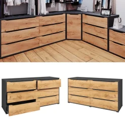 Kommode Ruben Goldkraft Eiche 48 x 77.6 cm mit Schubladen Vicco