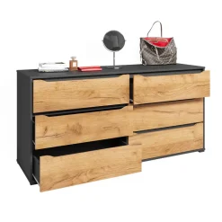 Kommode Ruben Goldkraft Eiche 48 x 77.6 cm mit Schubladen Vicco