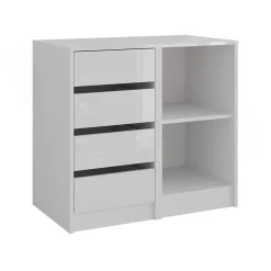 Kommode Sherry Weiß/Weiß Hochglanz 80.2 x 76 cm 2 Teile Vicco