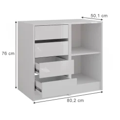 Kommode Sherry Weiß/Weiß Hochglanz 80.2 x 76 cm 2 Teile Vicco