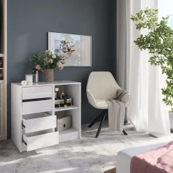 Kommode Sherry Weiß/Weiß Hochglanz 80.2 x 76 cm 2 Teile Vicco