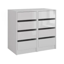 Kommode Sherry Weiß/Weiß Hochglanz 80.2 x 76 cm 2er-Set Vicco