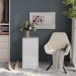 Kommode Sherry Weiß/Weiß Hochglanz 40.2 x 76 cm mit Behälterdeckel Vicco