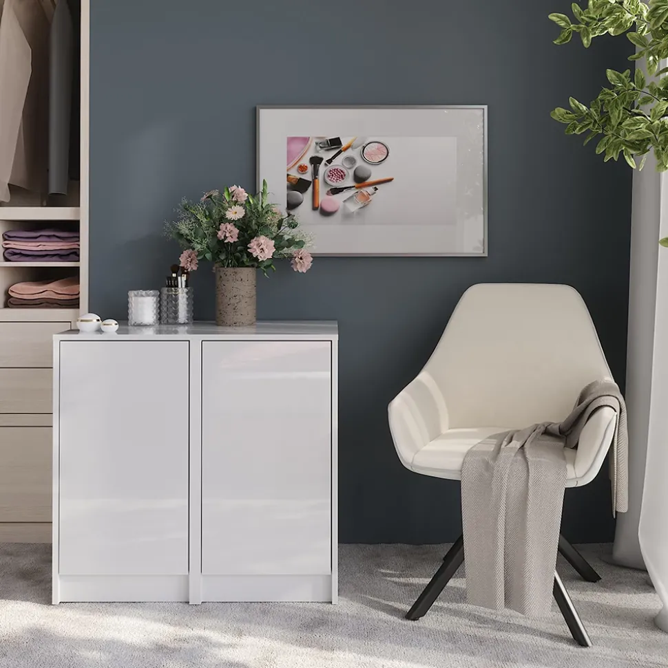 Kommode Sherry Weiß/Weiß Hochglanz 80.2 x 76 cm 2 Teile Vicco