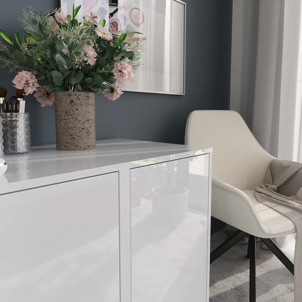 Kommode Sherry Weiß/Weiß Hochglanz 80.2 x 76 cm 2 Teile Vicco