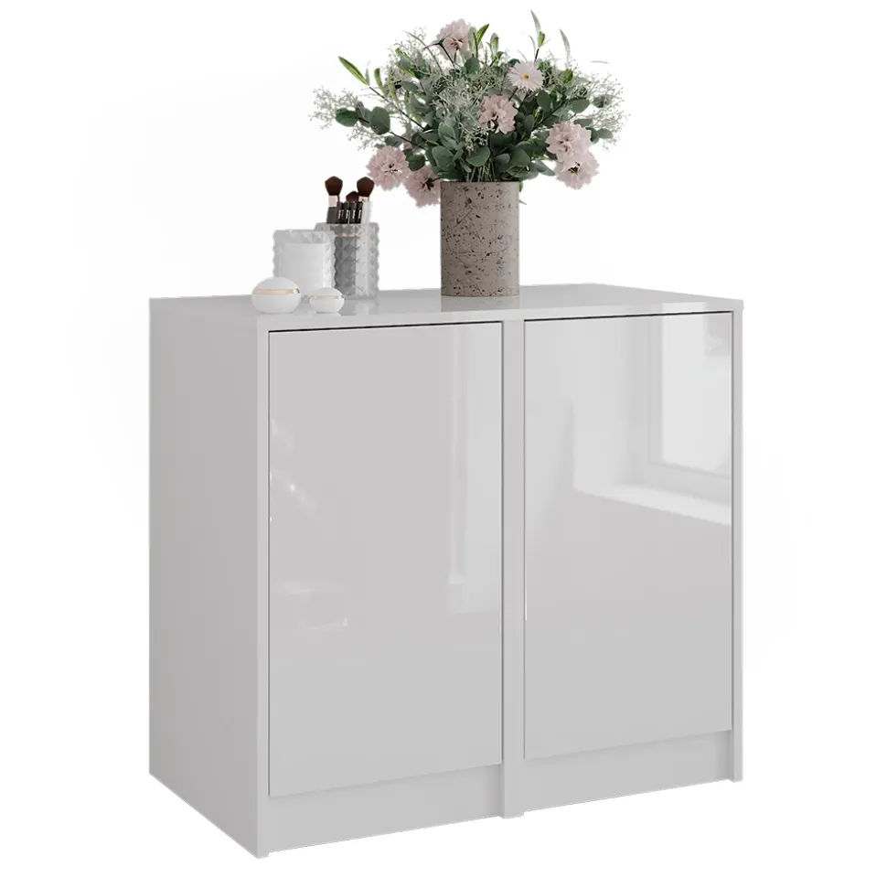 Kommode Sherry Weiß/Weiß Hochglanz 80.2 x 76 cm 2 Teile Vicco