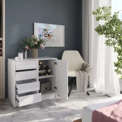 Kommode Sherry Weiß/Weiß Hochglanz 80.2 x 76 cm 2 Teile Vicco