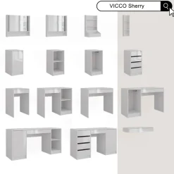Kommode Sherry Weiß/Weiß Hochglanz 80.2 x 76 cm 2 Teile Vicco
