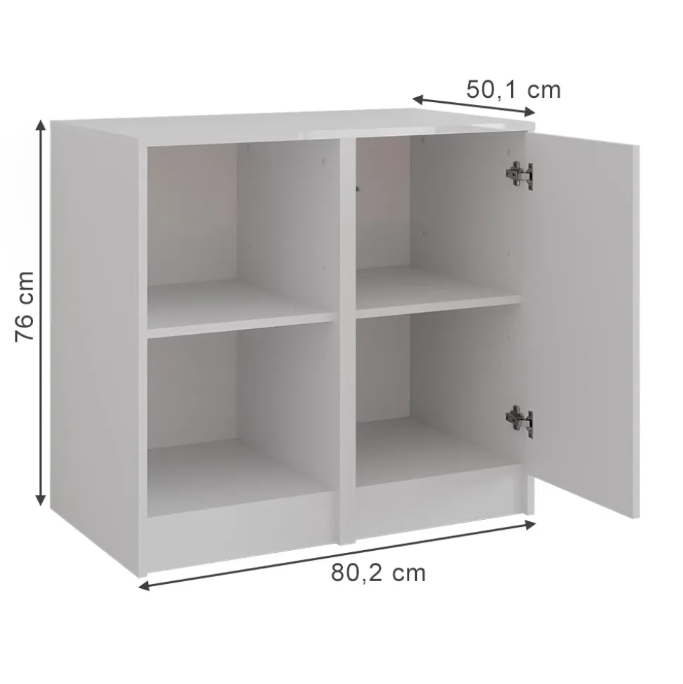 Kommode Sherry Weiß/Weiß Hochglanz 80.2 x 76 cm 2 Teile Vicco
