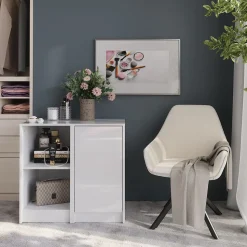 Kommode Sherry Weiß/Weiß Hochglanz 80.2 x 76 cm 2 Teile Vicco