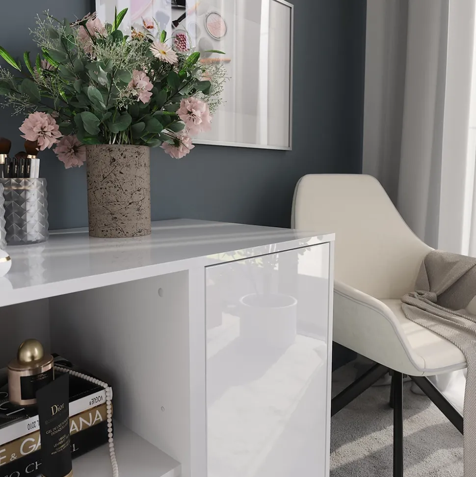 Kommode Sherry Weiß/Weiß Hochglanz 80.2 x 76 cm 2 Teile Vicco