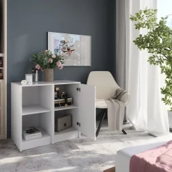 Kommode Sherry Weiß/Weiß Hochglanz 80.2 x 76 cm 2 Teile Vicco