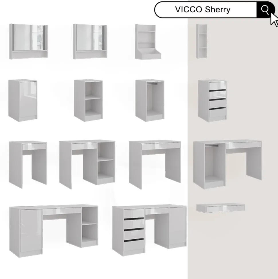 Kommode Sherry Weiß/Weiß Hochglanz 80.2 x 76 cm 2 Teile Vicco