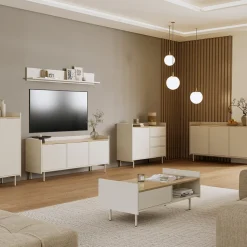 Kommode Velina Creme 100 x 82 cm mit 3 Schubladen und 1 Tür Vicco