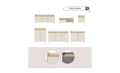 Kommode Velina Grau 100 x 82 cm mit 3 Schubladen und 1 Tür Vicco