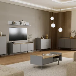 Kommode Velina Grau 80 x 103 cm mit 6 Fächern Vicco