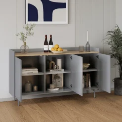 Kommode Velina Grau 140 x 82 cm mit 6 Fächern Vicco