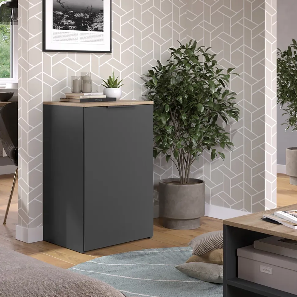 Kommode Wido Anthrazit 50 x 80 cm mit Regal Vicco