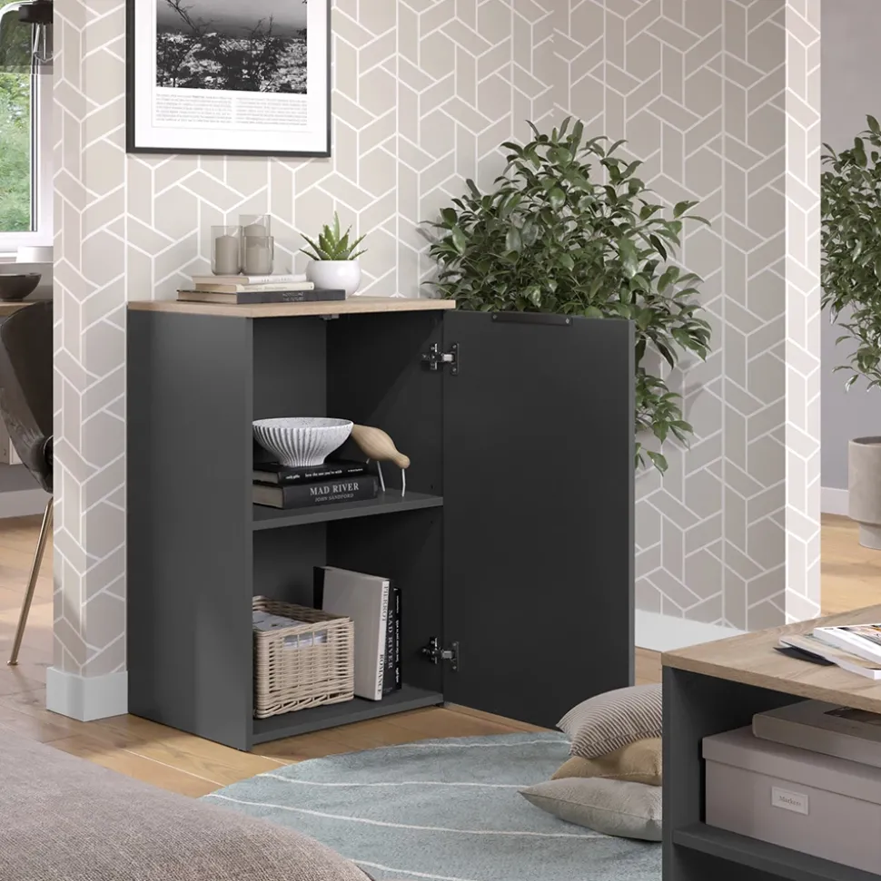 Kommode Wido Anthrazit 50 x 80 cm mit Regal Vicco