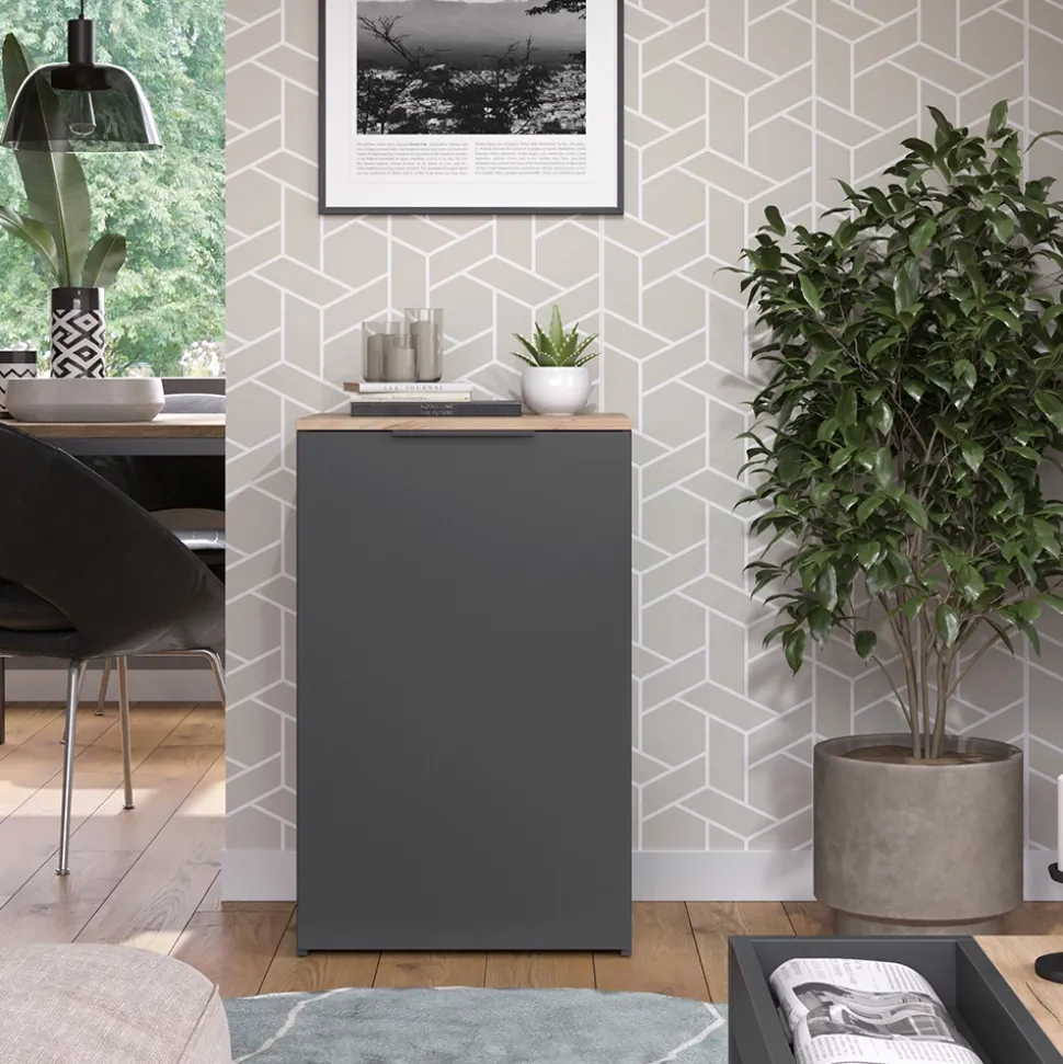 Kommode Wido Anthrazit 50 x 80 cm mit Regal Vicco