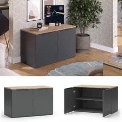 Kommode Wido Anthrazit 80 x 50 cm mit 2 Türen Vicco